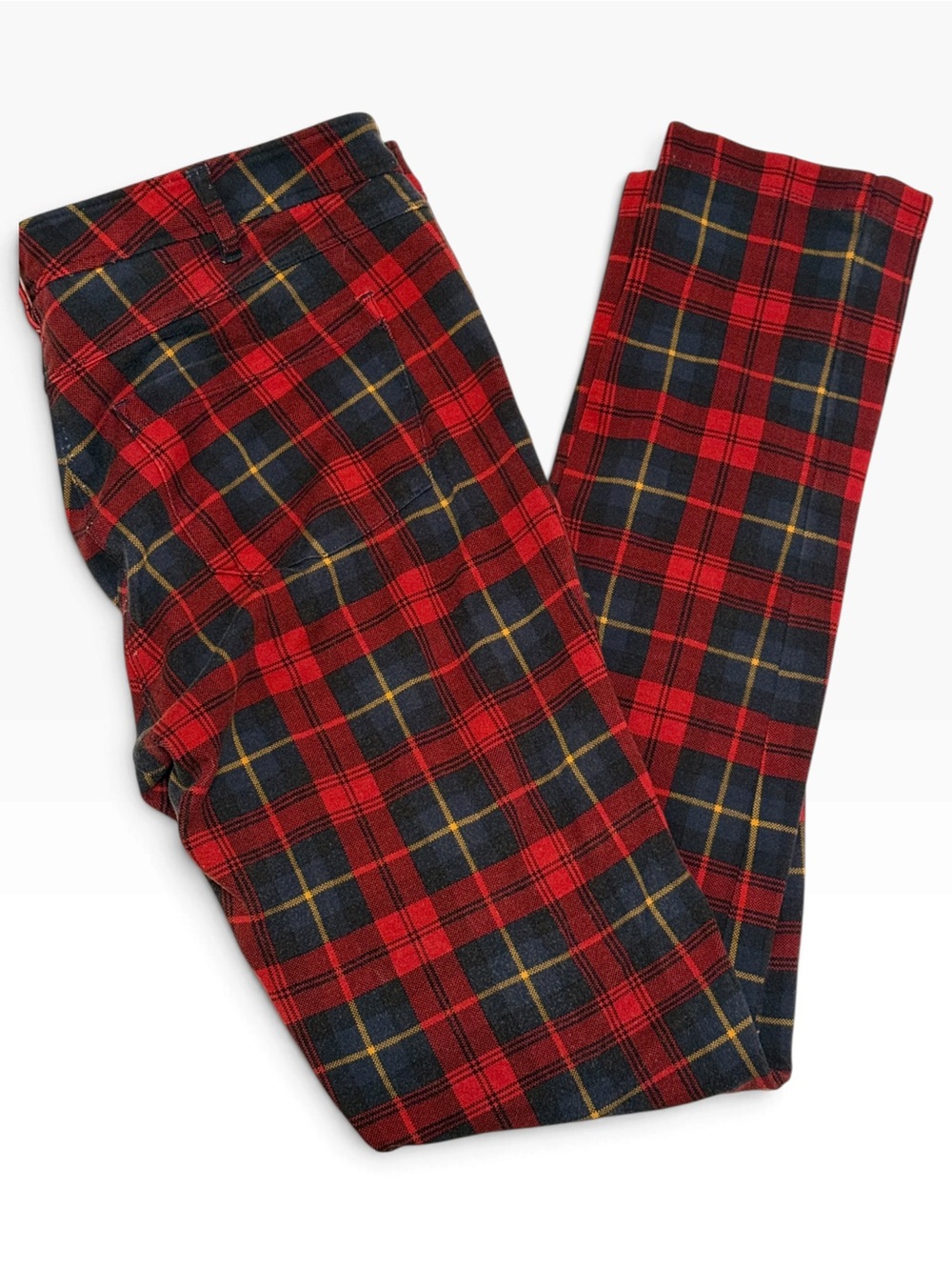 J. McLaughlin Plaid Skinny Pants Size 8 Red Christmas Holiday Tartan